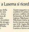 Grande Guerra: a Luserna si ricordano le vittime dell' inutile strage